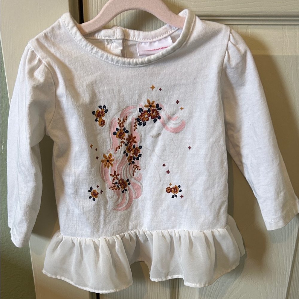 Little Lass White Floral Long Sleeve Top